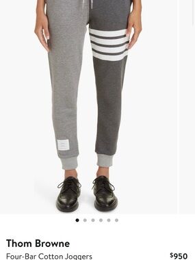 Women’s 💎NWT💎Thom Browne Four-Bar Cotton Joggers Tonal Grey Sweatpants Size 48